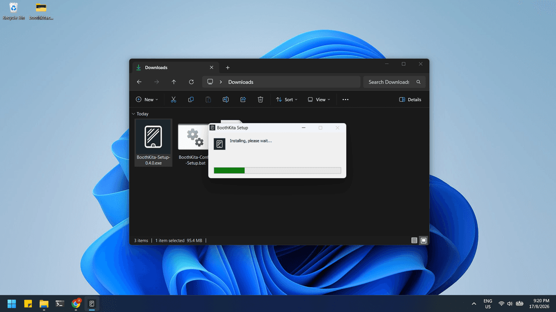 BoothKita Setup installer progress window