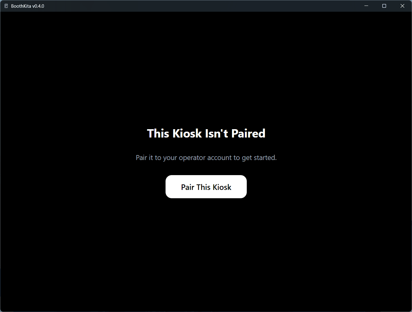 Kiosk screen reading 'This Kiosk Isn't Paired' with a Pair This Kiosk button